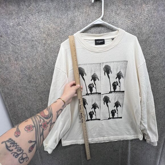 The Kooples Sweatshirt Mens Large Beige Palms Floral Graphic Pullover Knit - Picture 6 of 9